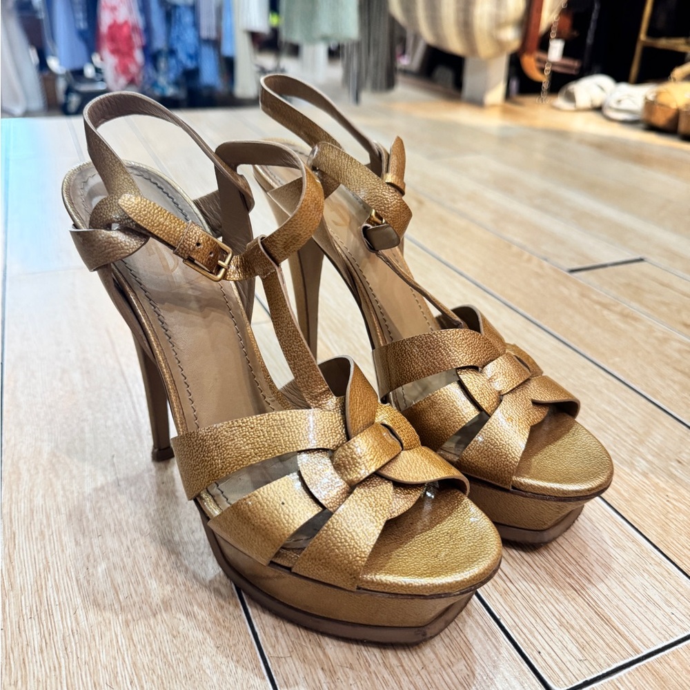 Yves Saint Laurent Gold Platform Heels
